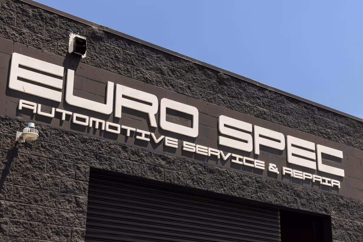 Euro Spec Motoring sign above the workshop on West Pico Boulevard