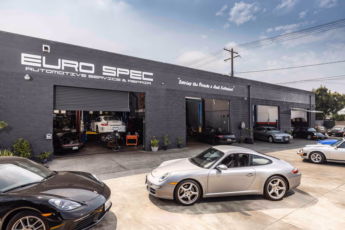 Euro Spec Motoring exterior with open service bays
