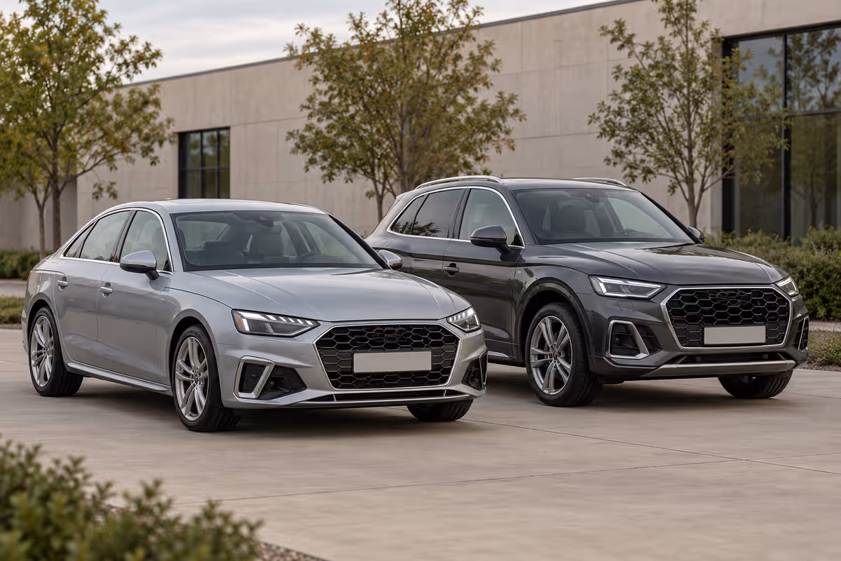 Audi A4 sedan and Q5 SUV parked side by side